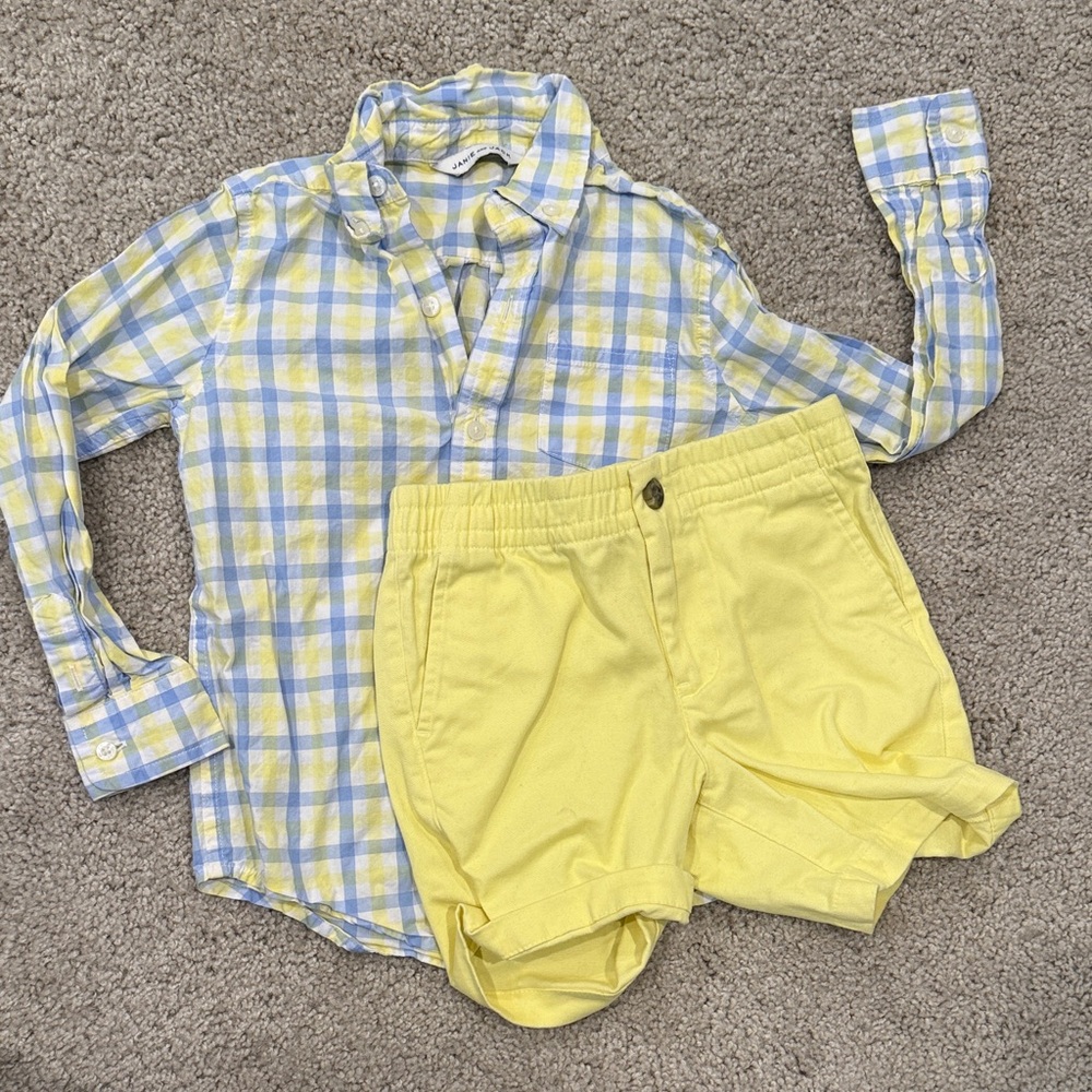 Janie and Jack Blue and Yellow Checkered Set